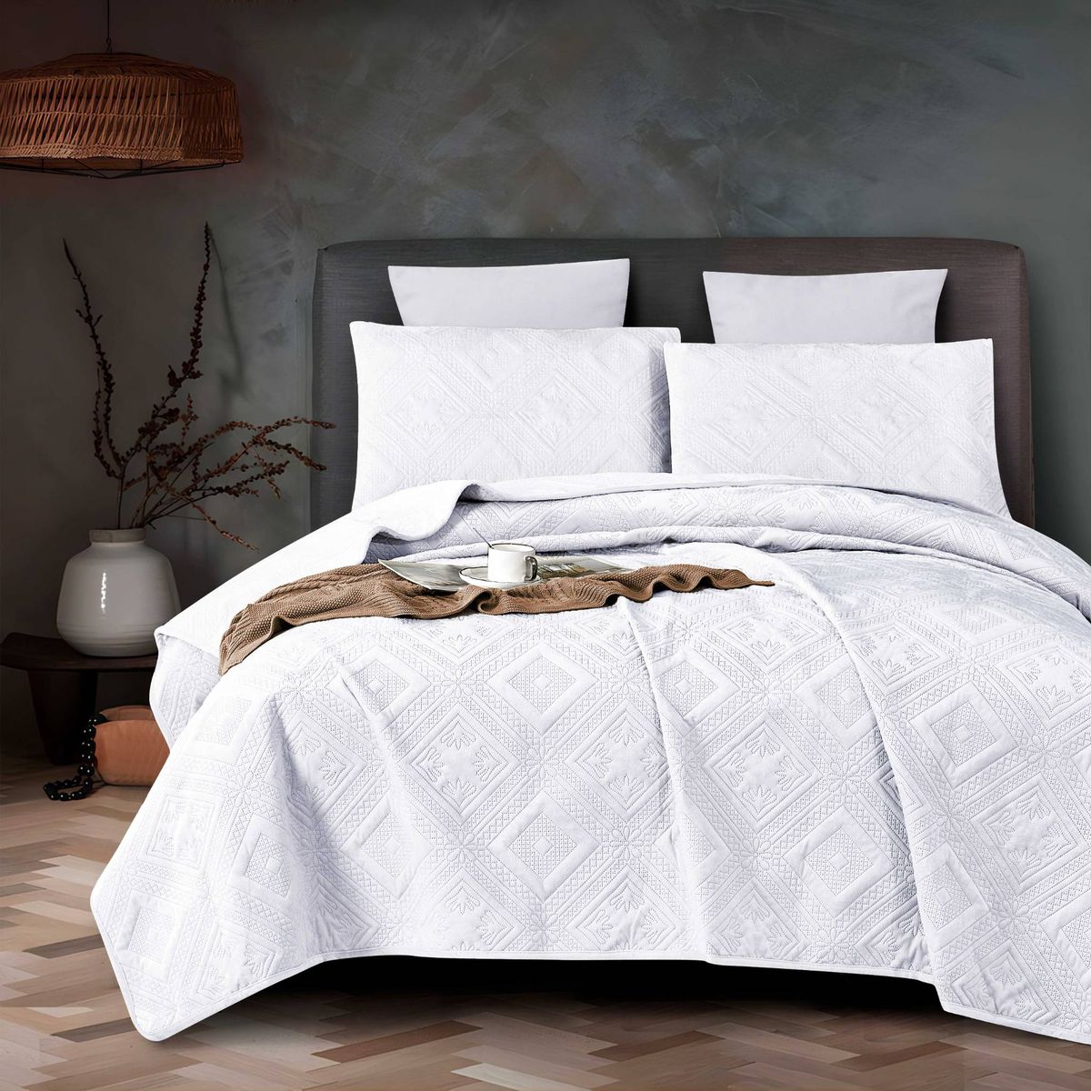CG23 Crystal Veet Checkered Bed Set, Suitable For Bedrooms And Living Rooms 1* Cover +2* Pillowcase, No Duvet Or Pillow_maomaolike.com