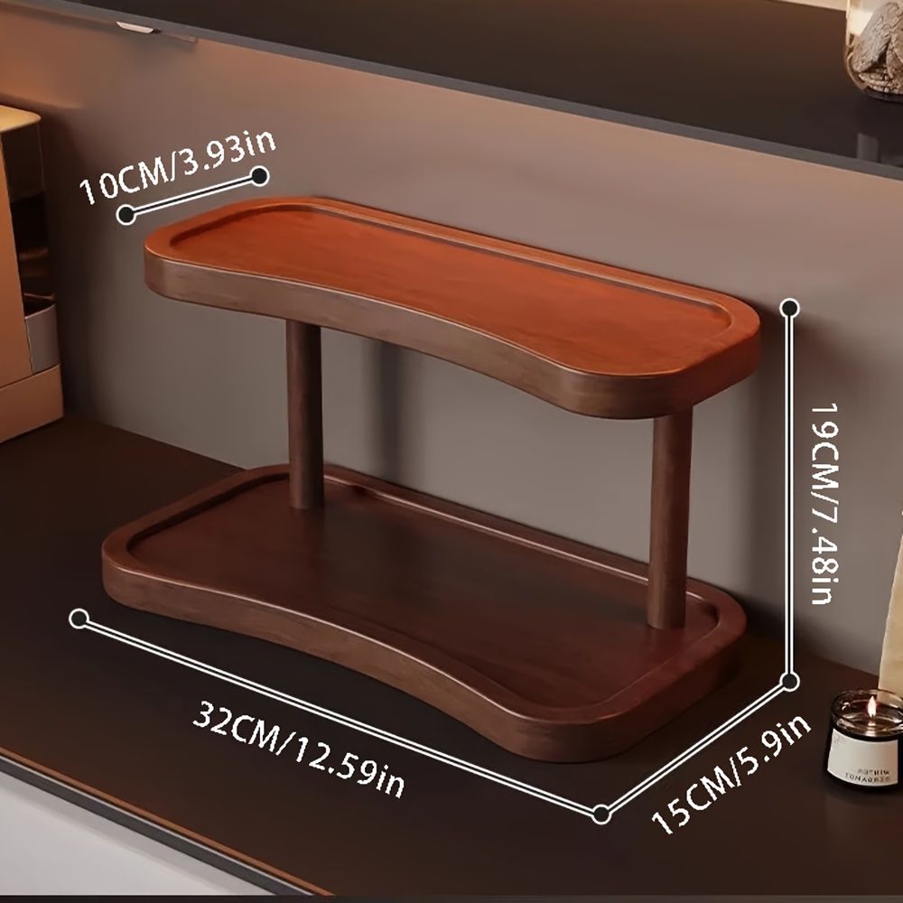 Bamboo Cup And Storage Rack - Easy To Assemble, Storage Shelf For Office Or Living Room - Space-Saving Organizer For Perfumes, Cosmetics, And Cups_maomaolike.com