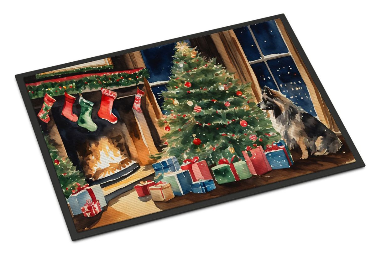 Keeshond Cozy Christmas Doormat Front Door Mat Indoor Outdoor Rugs For Entryway, Non Slip Washable Low Pile, 24H X 36W_maomaolike.com