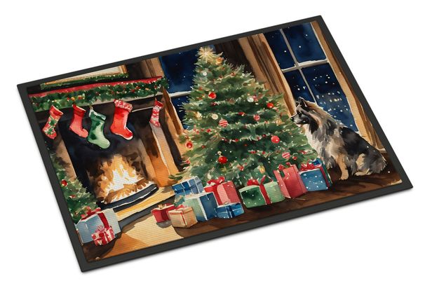Keeshond Cozy Christmas Doormat Front Door Mat Indoor Outdoor Rugs For Entryway, Non Slip Washable Low Pile, 24H X 36W_maomaolike.com