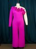 Women's oblique collar ruffle jumpsuit Commuter style high waist casual tights Jumpsuit_maomaolike.com