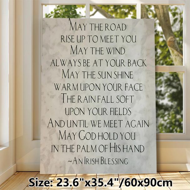 Irish Blessing Painting Poster, Soft-hued Vintage Typographic Poster, Warm Heartfelt Blessing Message, Ideal For Living Room, Bedroom And Entryway_maomaolike.com