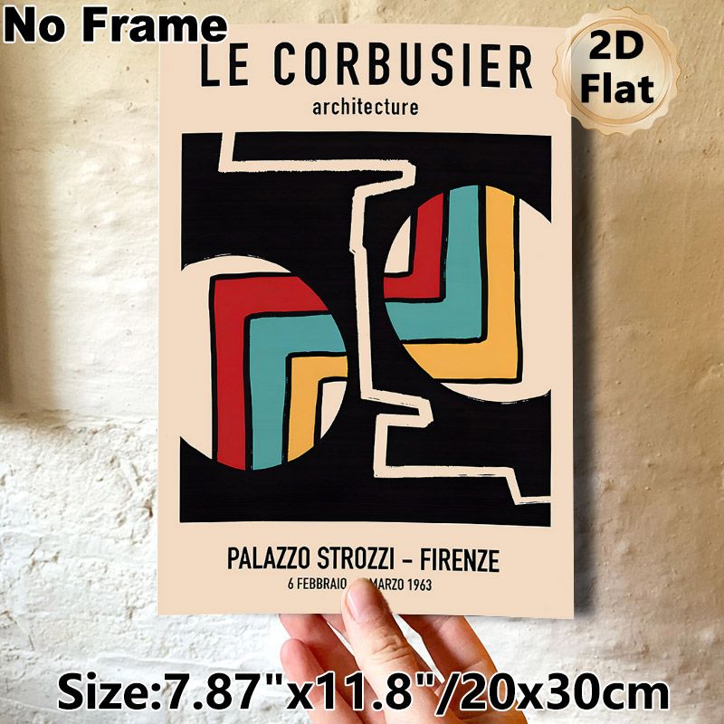 Architectural Abstract Painting Poster, Vintage Bold Color-block Geometric Art Poster, Retro Artistic Wall Decor Ideal For Living Room, Office, Modern_maomaolike.com