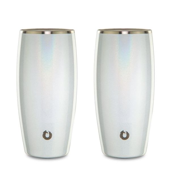Stainless Steel Beer Glass Set, Set Of 2 - Shimmer White_maomaolike.com