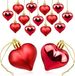 12PCS Christmas Heart Shape Ornaments Gold Red Pink Silver Heart Hanging Pendants Glossy And Matte Xmas Tree Decorations For Christmas Tree Party Wedding Valentine Decor_maomaolike.com