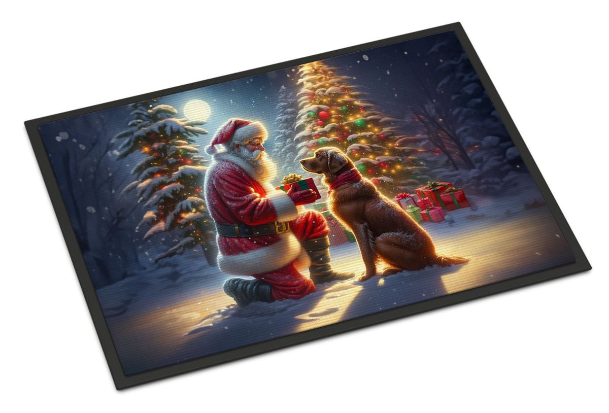 Chesapeake Bay Retriever And Santa Claus Doormat Front Door Mat Indoor Outdoor Rugs For Entryway, Non Slip Washable Low Pile, 24H X 36W_maomaolike.com