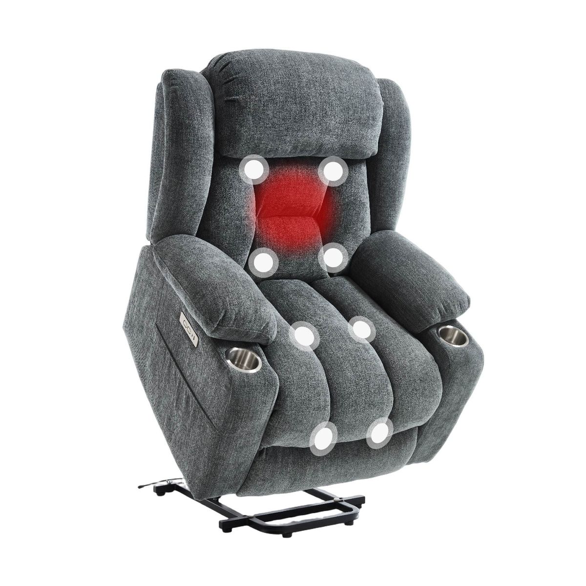 Power Lift Recliner Chair For Elderly, Recliner Chair With Massage & Heat, Electric Leather Lift Recliner Chair For Living Room With Side Pocket, USB & Type-C Charge Port, Charcoal Gray_maomaolike.com