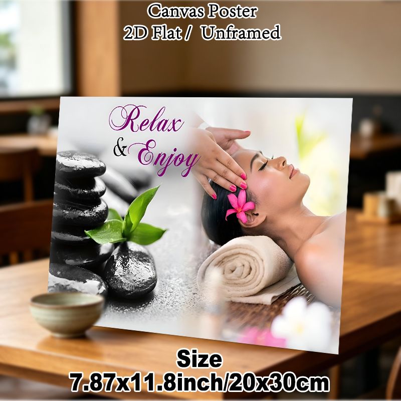Spa Relaxation Painting Poster, Serene Soft-toned Massage & Hot Stone Scene Poster, Calming Design To Build Tranquil Vibe, Ideal For Spa Salons_maomaolike.com