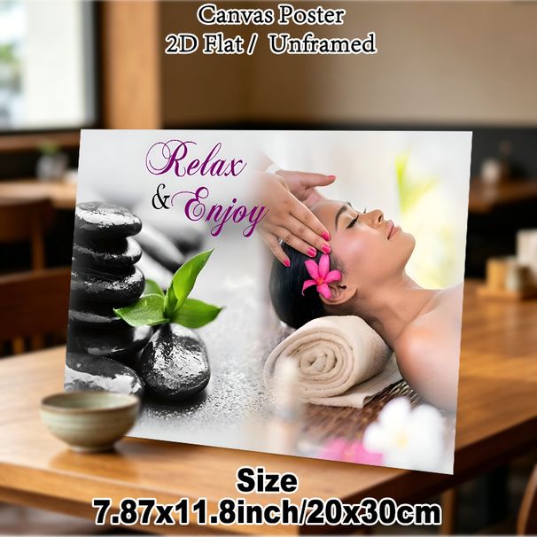 Spa Relaxation Painting Poster, Serene Soft-toned Massage & Hot Stone Scene Poster, Calming Design To Build Tranquil Vibe, Ideal For Spa Salons_maomaolike.com