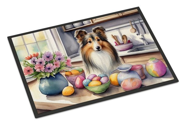 Decorating Easter Sheltie Doormat Front Door Mat Indoor Outdoor Rugs For Entryway, Non Slip Washable Low Pile, 24H X 36W_maomaolike.com