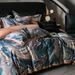 Spring And Summer High-End Tencel Cotton Cool Four-Piece Set Retro Style Simple Digital Print Duvet Cover Bed Sheet Bedding_maomaolike.com