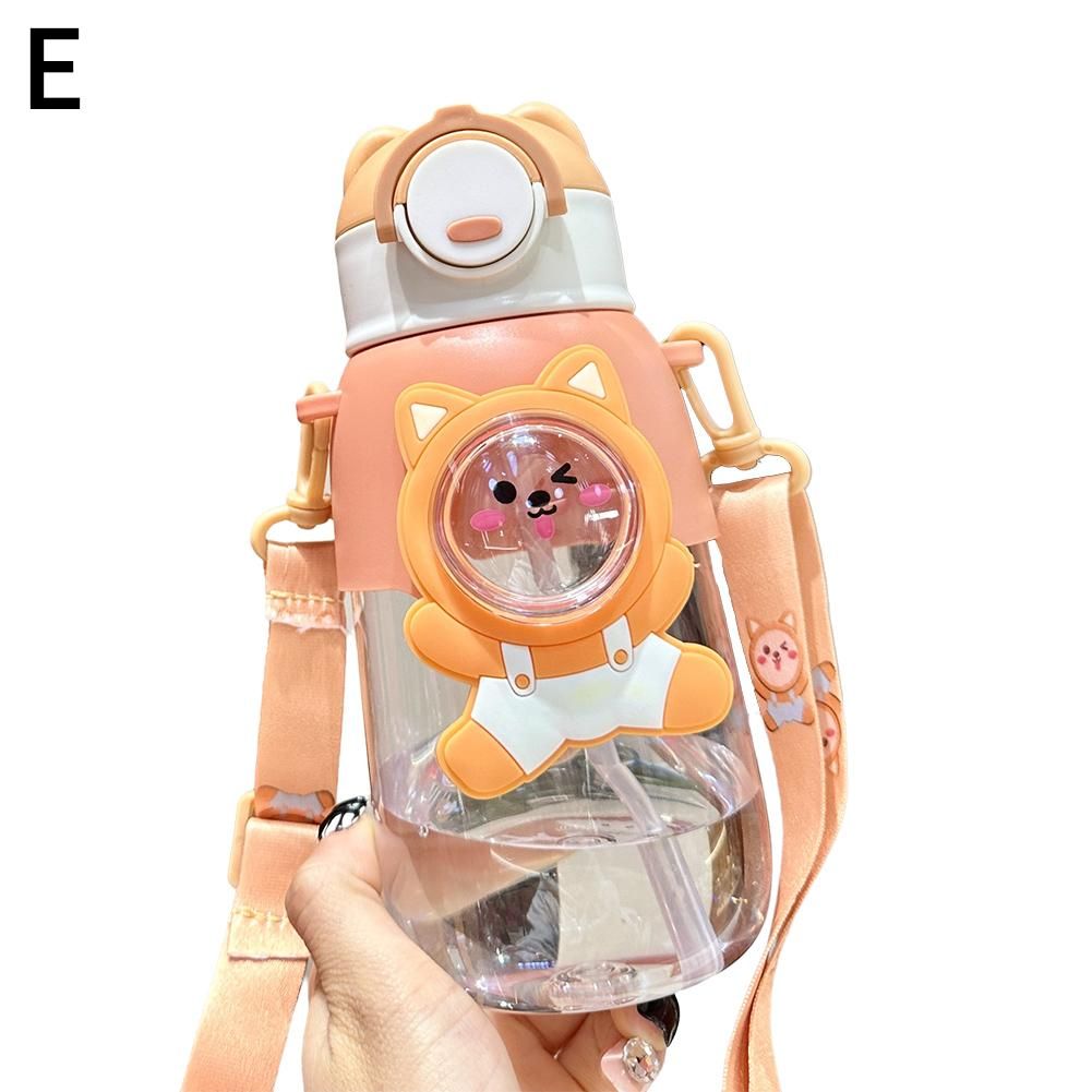 Summer Children's Plastic Straw Water Cup New Cute High Value Cartoon Cups For Male And Female Students Portable_maomaolike.com