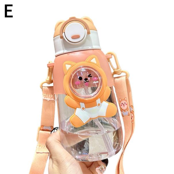 Summer Children's Plastic Straw Water Cup New Cute High Value Cartoon Cups For Male And Female Students Portable_maomaolike.com