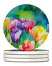 Freesias In Watercolor Large Sandstone Coasters Pack Of 4 Absorbent Round Coasters Decor Gifts For Men Or Women, 4 In, Multicolor_maomaolike.com