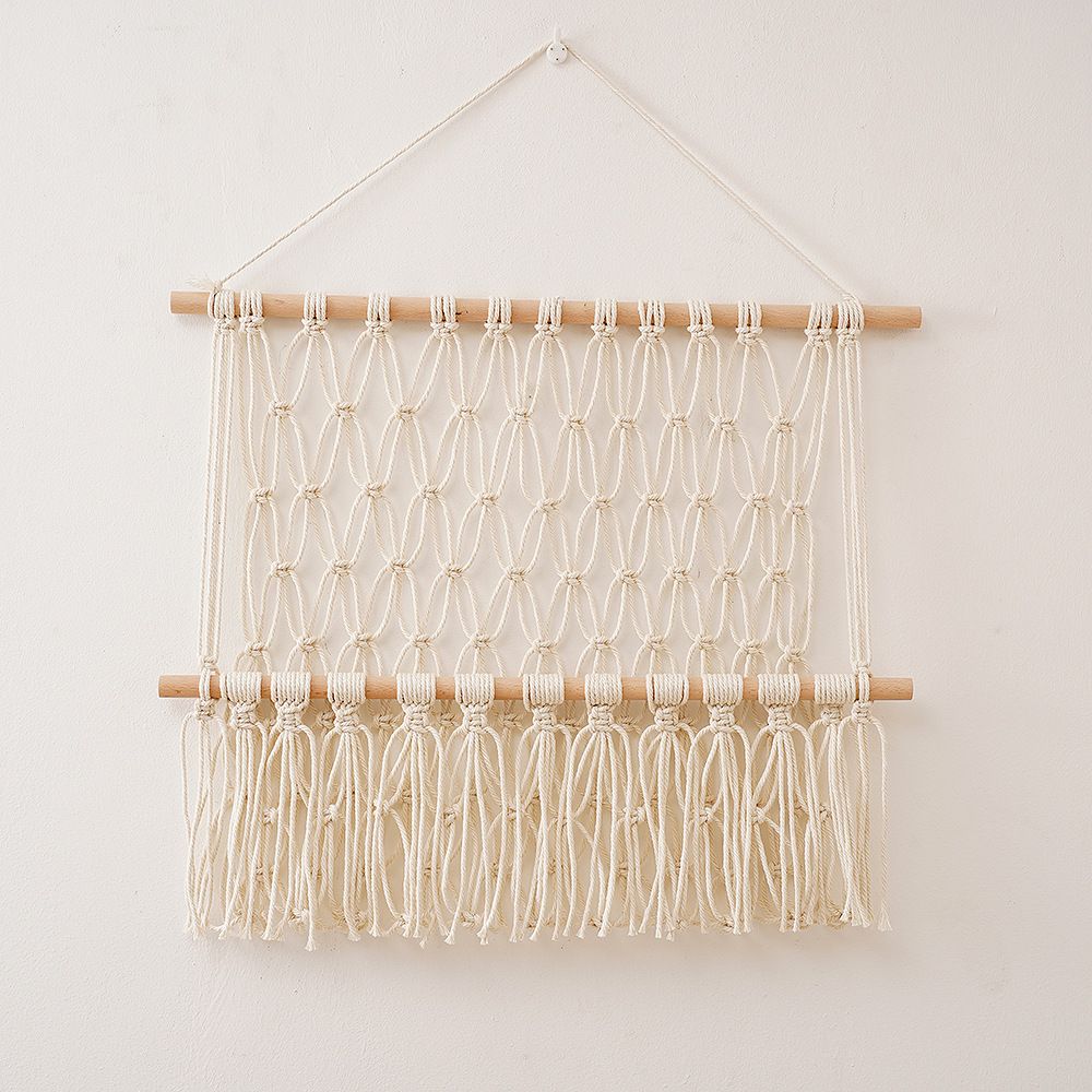 Nordic Handwoven Cotton Rope Rack Simple Decoration Children's Room Storage Doll Books Ornament Wall Shelf_maomaolike.com