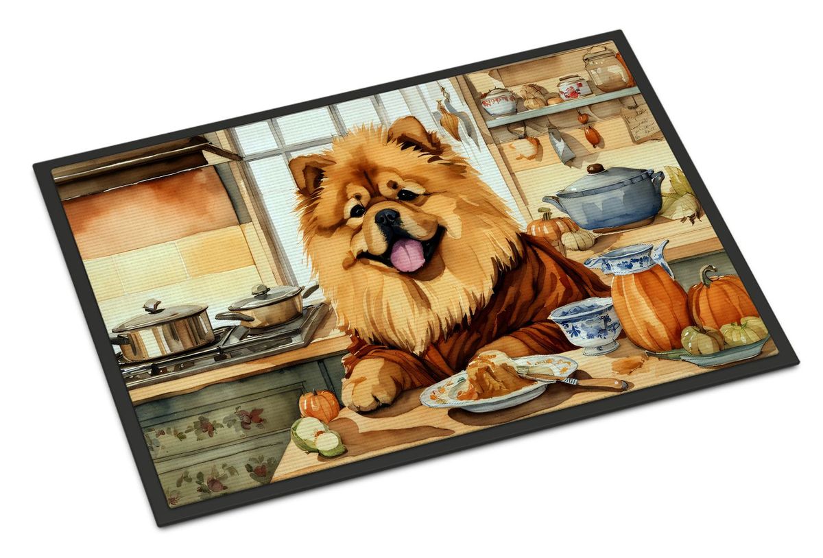Chow Chow Fall Kitchen Pumpkins Doormat Front Door Mat Indoor Outdoor Rugs For Entryway, Non Slip Washable Low Pile, 24H X 36W_maomaolike.com