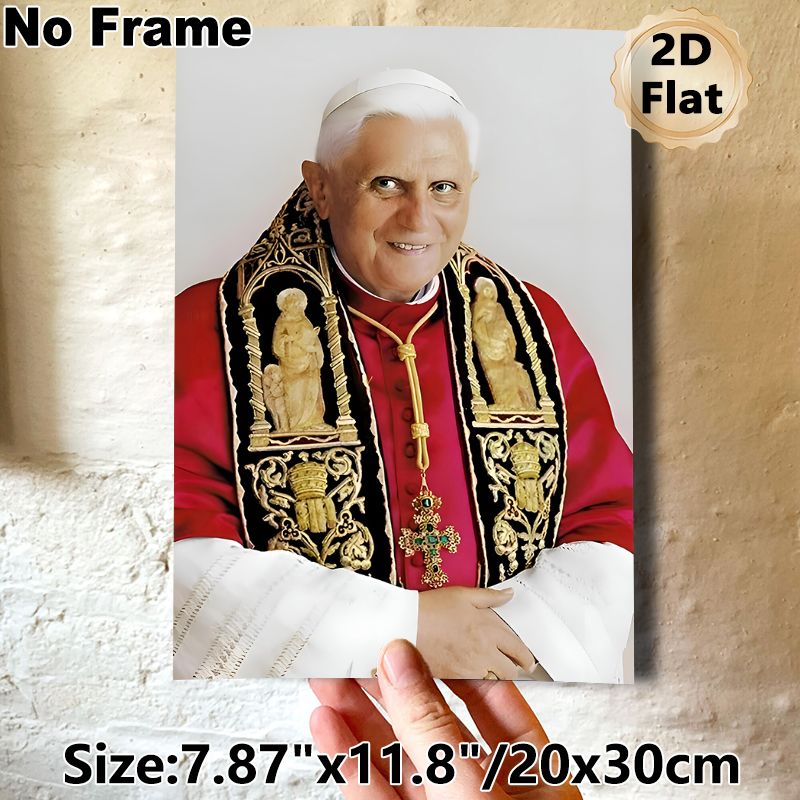 Pope Benedict XVI Themed Painting Poster, Exquisite Realistic Portrait Poster, Elegant Religious Decor Piece Suitable For Home, Prayer Room And Church_maomaolike.com