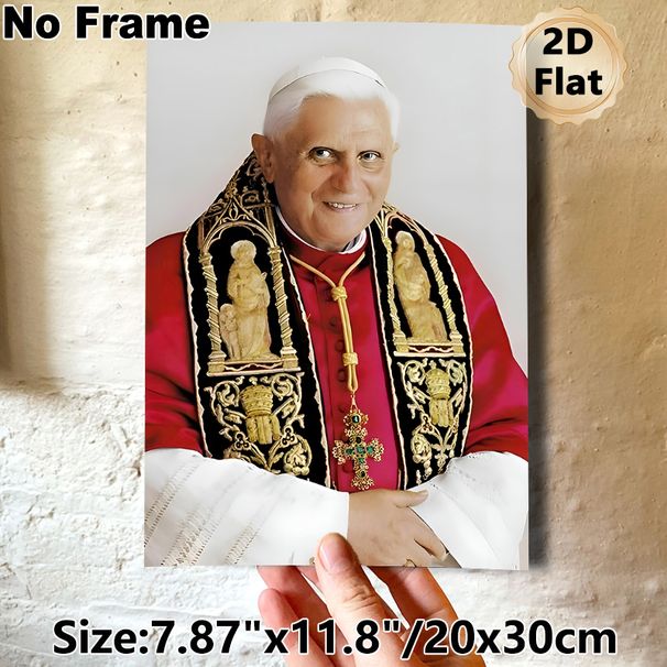 Pope Benedict XVI Themed Painting Poster, Exquisite Realistic Portrait Poster, Elegant Religious Decor Piece Suitable For Home, Prayer Room And Church_maomaolike.com