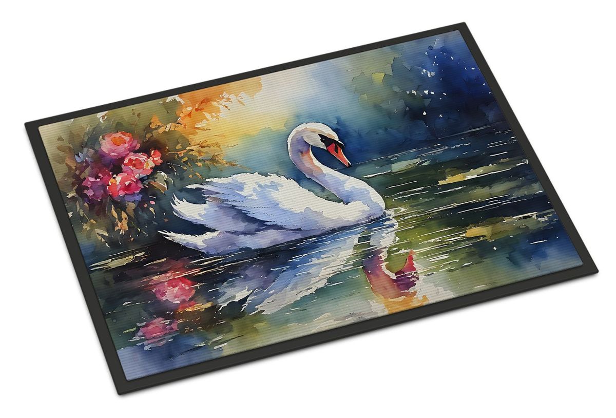 Swan Doormat Front Door Mat Indoor Outdoor Rugs For Entryway, Non Slip Washable Low Pile, 24H X 36W_maomaolike.com