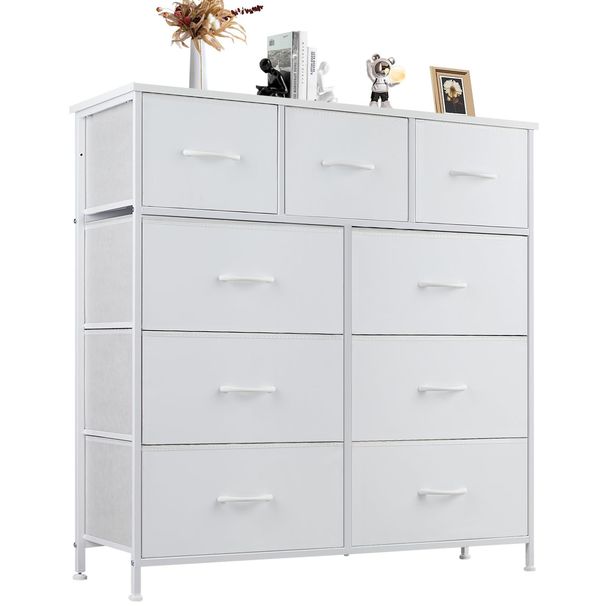 Dresser For Bedroom With 9 Fabric Storage Drawer Wardrobe Tall Chest Organizer Closet Adult Kids Clothes Cabinet Furniture_maomaolike.com