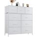 Dresser For Bedroom With 9 Fabric Storage Drawer Wardrobe Tall Chest Organizer Closet Adult Kids Clothes Cabinet Furniture_maomaolike.com