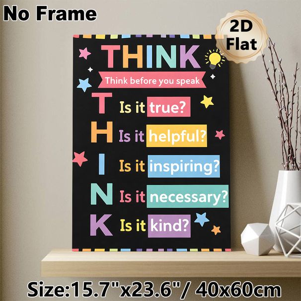 THINK Communication Guideline Painting Poster, Vibrant Typographic Motivational Poster, Encourages Thoughtful Communication, Ideal For Office, Study_maomaolike.com