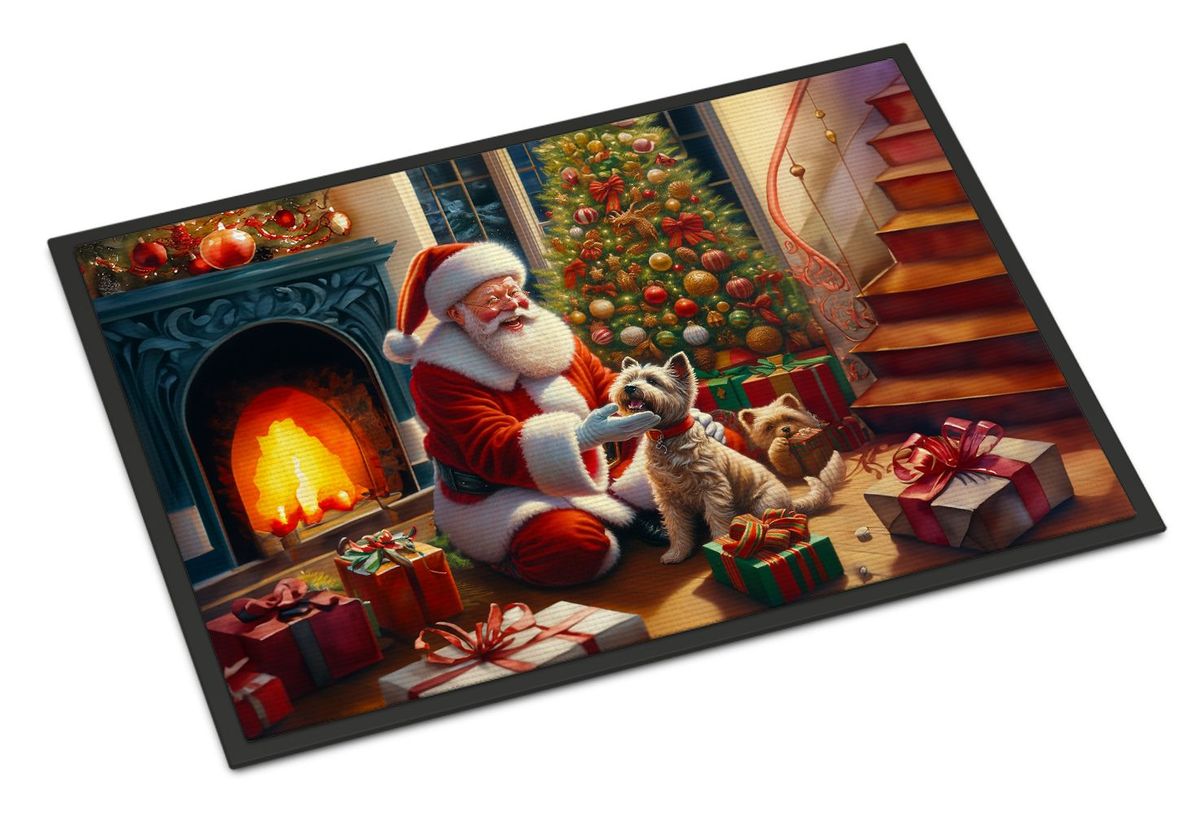 Cairn Terrier And Santa Claus Doormat Front Door Mat Indoor Outdoor Rugs For Entryway, Non Slip Washable Low Pile, 24H X 36W_maomaolike.com