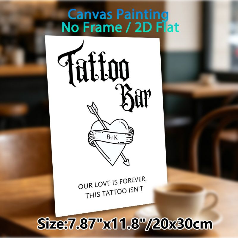 Tattoo Bar Love Themed Painting Poster, Monochrome Retro Tattoo-style Poster, Witty Romantic Decor Ideal For Bar, Cozy Indoor Spaces_maomaolike.com