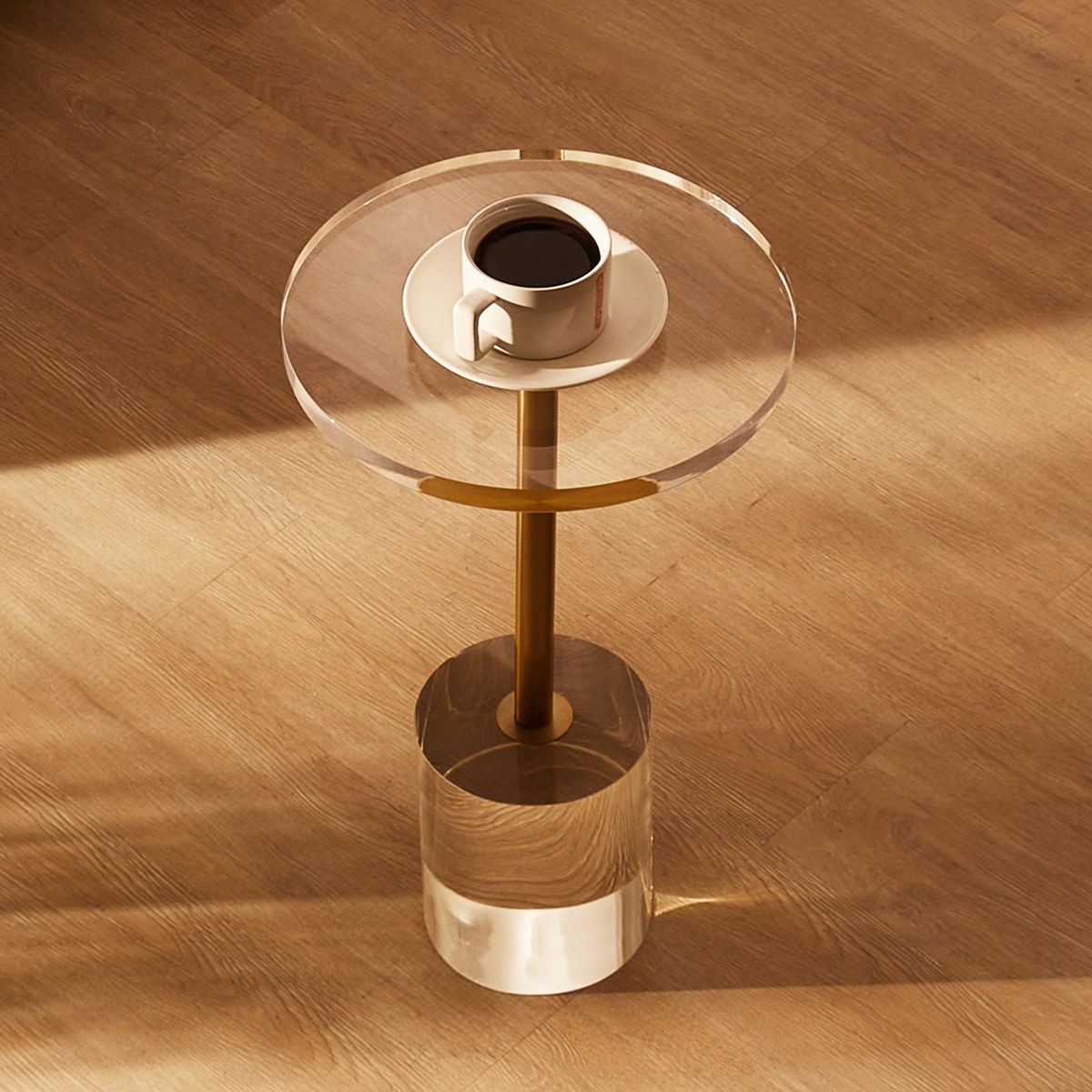 Clear Acrylic End Table, Acrylic Side Table With A Solid Base, 11.9 X 11.9 Inch Round Tabletop, 21.4 Inch High, For Coffee, Drink, Food, Snack Used In Living Room, Bedroom, And Study_maomaolike.com