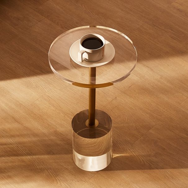 Clear Acrylic End Table, Acrylic Side Table With A Solid Base, 11.9 X 11.9 Inch Round Tabletop, 21.4 Inch High, For Coffee, Drink, Food, Snack Used In Living Room, Bedroom, And Study_maomaolike.com