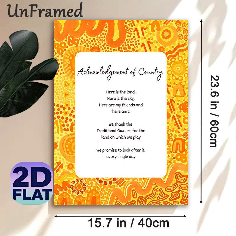 Acknowledgement Of Country Painting Poster, Vibrant Orange-yellow Aboriginal-style Patterned Poster, Promotes Land Care And Respect, Suitable For_maomaolike.com