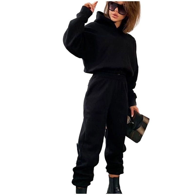 Women's Clothing autumn and winter new hooded sweatshirt casual sports suit_maomaolike.com