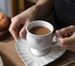 Vintage Kiln Style Coffee Cup Plate, American Latte Art Vintage Coffee Cup Set, Heart-shaped High Footed Mug_maomaolike.com