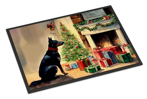 Australian Kelpie Cozy Christmas Doormat Front Door Mat Indoor Outdoor Rugs For Entryway, Non Slip Washable Low Pile, 24H X 36W_maomaolike.com
