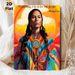 Sacagawea Indigenous Portrait Painting Poster, Vibrant Colorful Stylized Art Poster With Inspirational Quote, Meaningful Cultural Wall Decor For Home_maomaolike.com