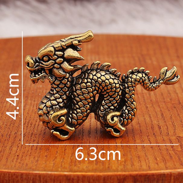 Vintage Brass Zodiac Handheld Cute Cartoon Tea Pet Decoration Solid Dragon Desktop Small Ornament_maomaolike.com