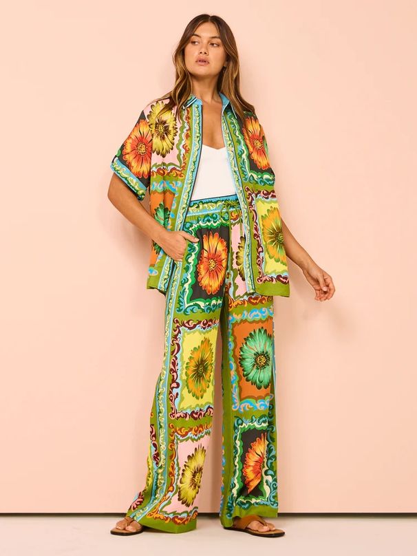 Women's Clothing fashion personality printing short-sleeved holiday leisure loose tie suit_maomaolike.com