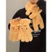 Bear Half-Finger Flip Cover Plush Gloves For Women, Autumn And Winter Warm Fleece-Lined Thickened Cute Student Writing Cold-Proof_maomaolike.com