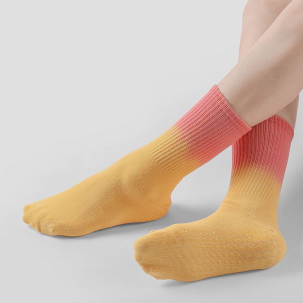 New Professional Yoga Socks Tie Dye Gradient Pilates Socks Sports Running Anti Slip Adhesive Cotton Socks Floor Socks_maomaolike.com