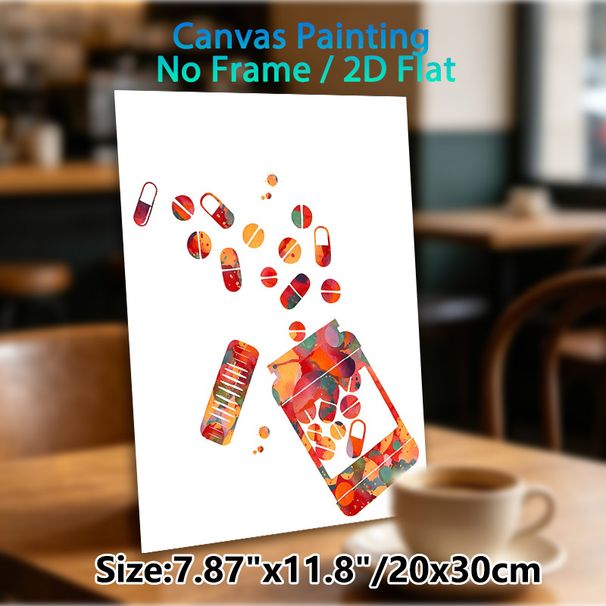 Medical Pills & Bottle Painting Poster, Vibrant Watercolor Medical Themed Poster, Artistic Healthcare-inspired Decor Ideal For Clinic, Medical Office_maomaolike.com