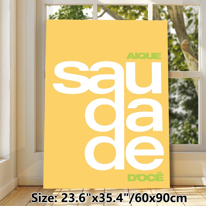 Typography Themed Painting Poster, Warm Yellow Minimalist Typographic Poster, Sleek Bold Text Design Ideal For Living Room, Bedroom, Café_maomaolike.com