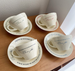 Cream Colored Internet Celebrity High Aesthetic Retro Letter Ceramic Coffee Cup And Dish Set, Breakfast Cup, Milk Cup_maomaolike.com