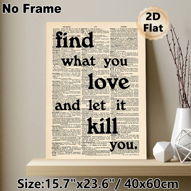 Inspirational Quote Painting Poster, Vintage Dictionary-style Bold Typographic Text Poster, Motivational Message Ideal For Home Office, Living Room_maomaolike.com