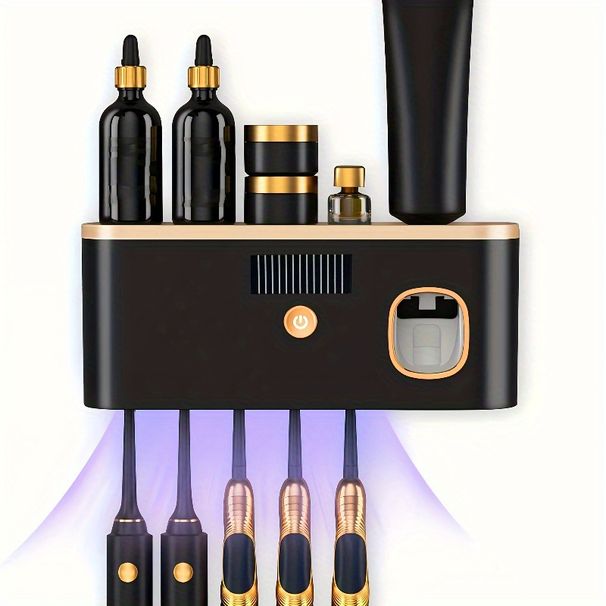 Smart Toothbrush Holder With Auto Toothpaste Dispenser - 5-Slot Wall Mount Organizer, USB Charging & No-Drill Installation For Modern Bathrooms_maomaolike.com