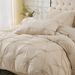 Embossed Floral Duvet Cover Set Beige Pleated Textured Bedding 3-Piece With Pillowcases - Luxury Hotel Style Home_maomaolike.com