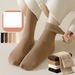 5 pairs/set Autumn and Winter Snow Socks fleece-lined Thickened Warm Solid Color Land Color Lace Pile Socks Mid-length Socks Moon Stockings_maomaolike.com