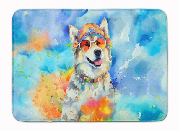 Alaskan Malamute Hippie Dawg Memory Foam Kitchen Mat Machine Washable Anti-Fatigue Mat Cushion Comfort Bath Mat Or Kitchen Rug_maomaolike.com