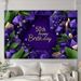 Glitter Purple 50th Birthday Party Banner - 2D Flat Polyester Backdrop With Golden Lettering, Wall Hanging Photo Props, Party Decor_maomaolike.com