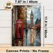 London Street Scene Painting Poster, Vibrant Oil-style Rainy Autumn Cityscape Poster, Captivating Urban View With Iconic Red Phone Booth & Big Ben_maomaolike.com