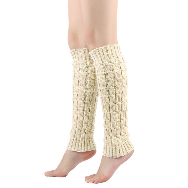 Unisex Twisted leg warmers knitted wool leg warmers for women's warm pile socks pigeonhole wool leg warmers boot covers_maomaolike.com